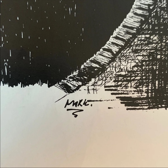 *SOLD on ♏️* Amsterdam Scenic Bridge B&W Ink Sketch Print - Picture 3 of 5